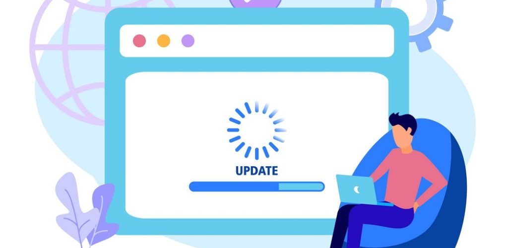 Illustration vector graphic cartoon character of system update